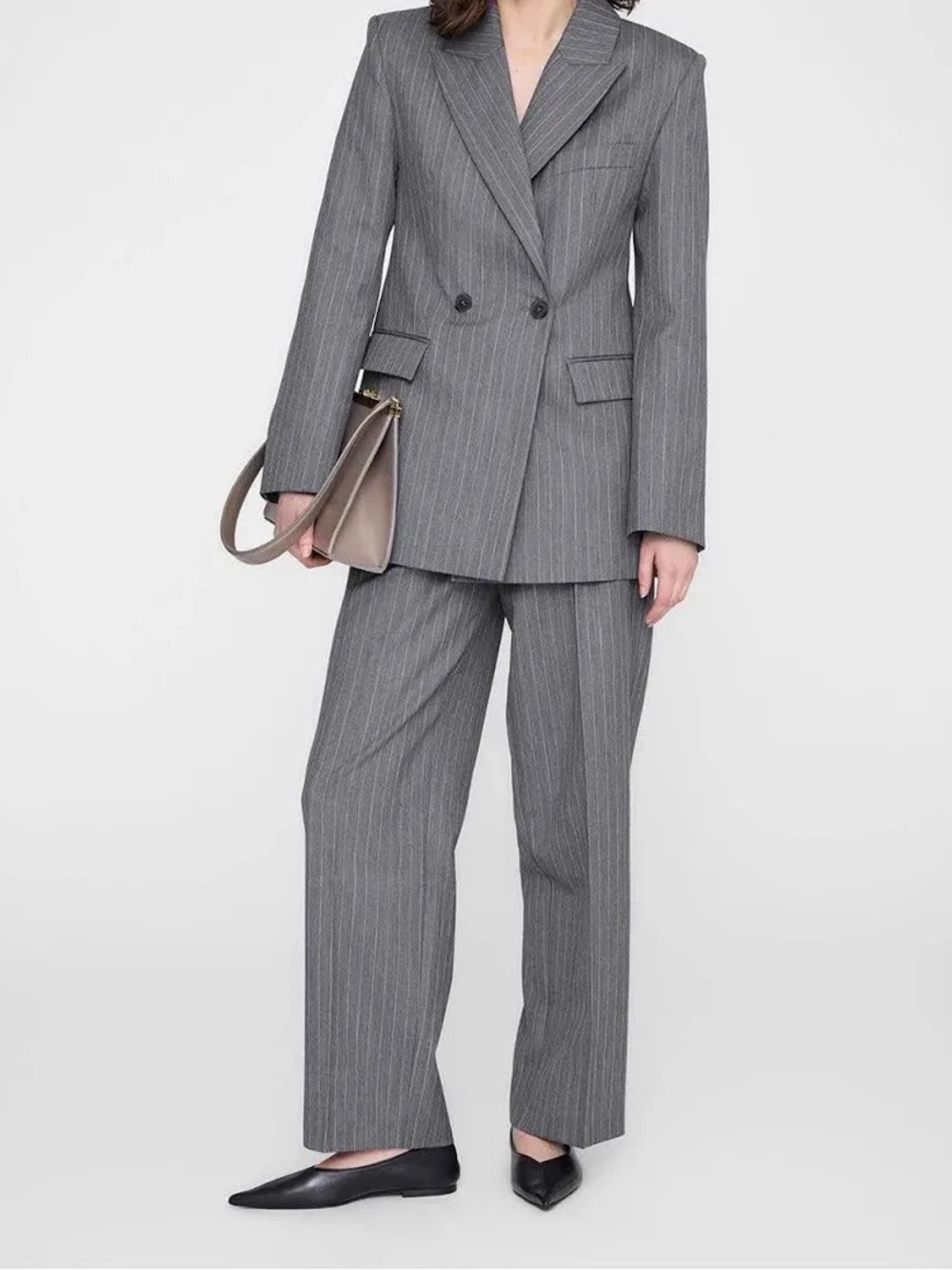 Anine Bing grey pinstripe Trent trouser size 12